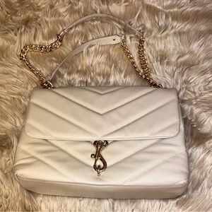 White Leather Quilted Shoulder Bag